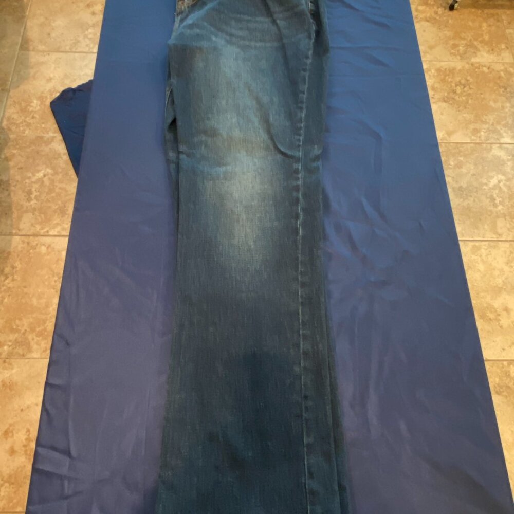 Old Navy Jeans Mens 38X32 Boot Cut Built In Flex Stretch Dark Wash Denim - Picture 2 of 7